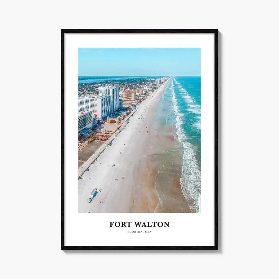 Fort Walton Beach no. 2 colorful classic poster of Florida, USA – vertical wall art, unframed print shown in interior mockup