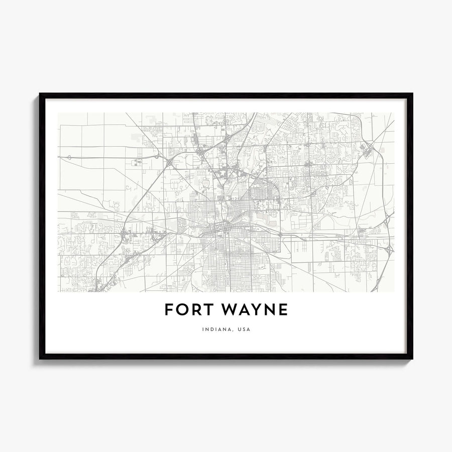Fort Wayne Map Poster, framed poster mockup
