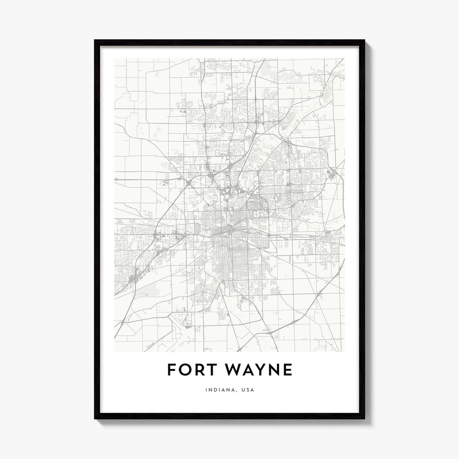 Fort Wayne Map Poster, framed poster mockup