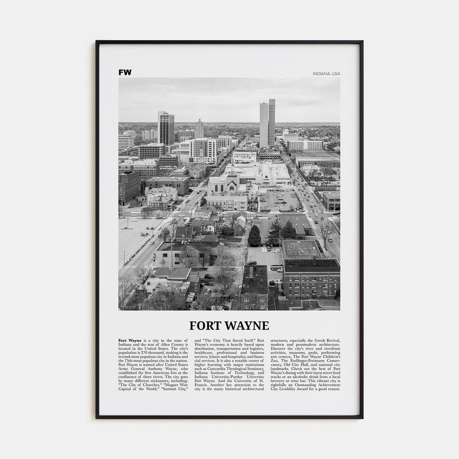 Fort Wayne No 2 Poster None / 8x12 in Nbourhood Travel B&W Poster