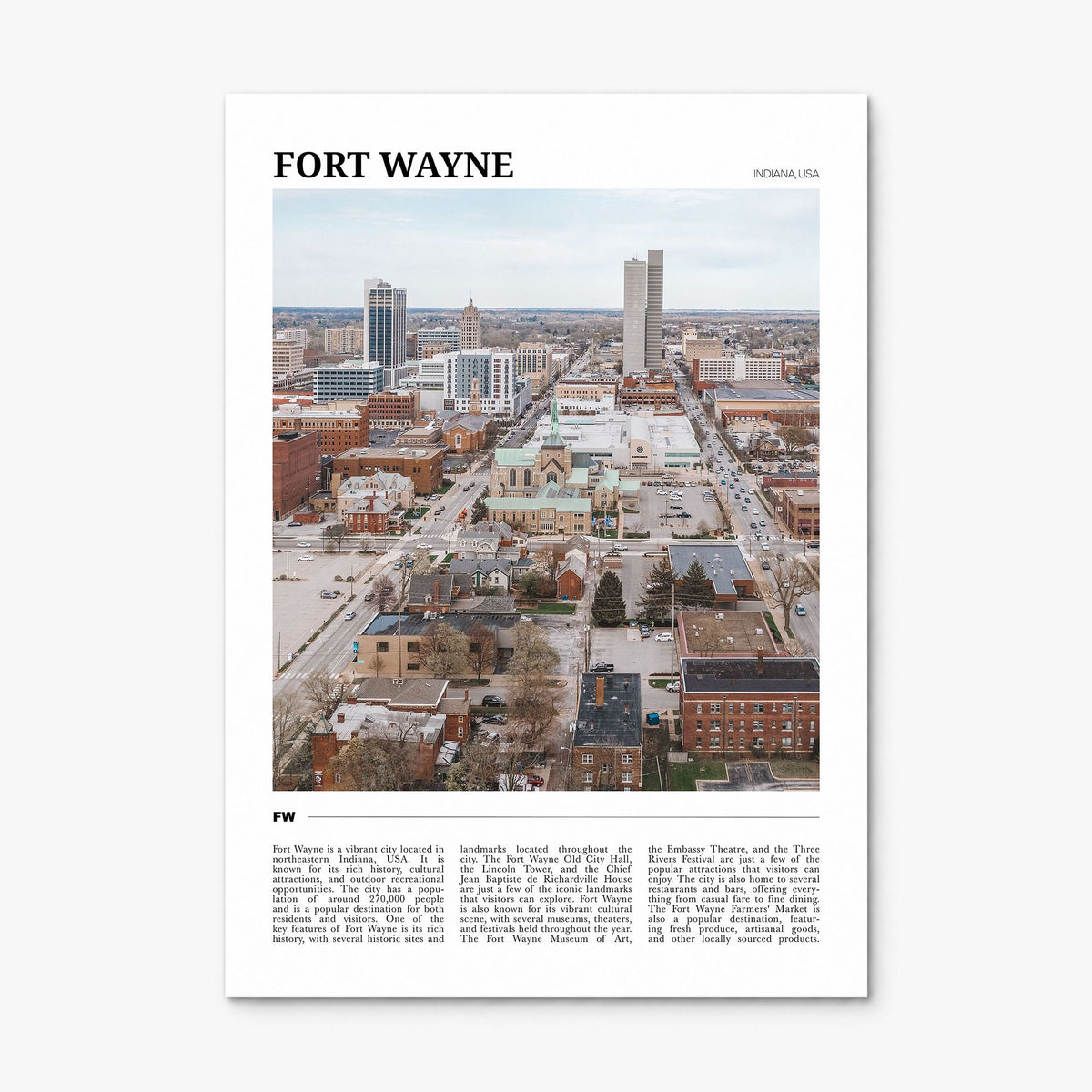 Fort Wayne Travel Poster, print only (unframed)