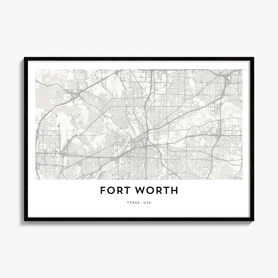 Fort Worth Map Poster, framed poster mockup