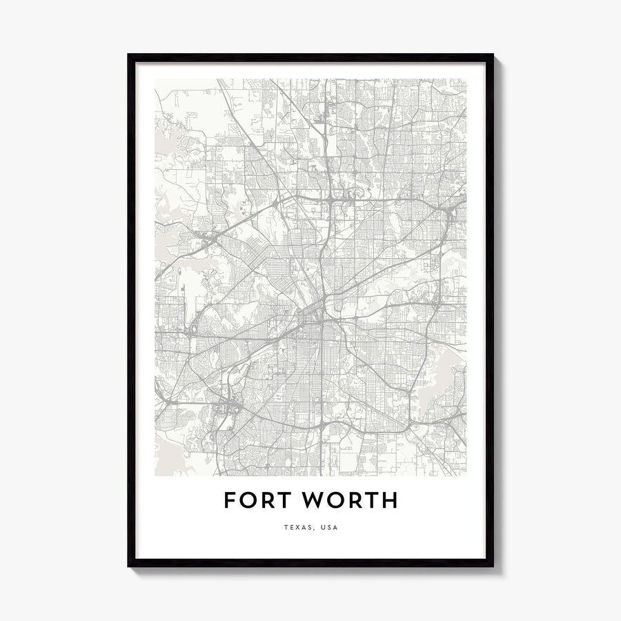 Fort Worth Map Poster, framed poster mockup