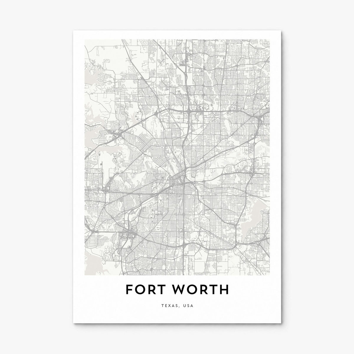 Fort Worth Map Poster, print only (unframed)