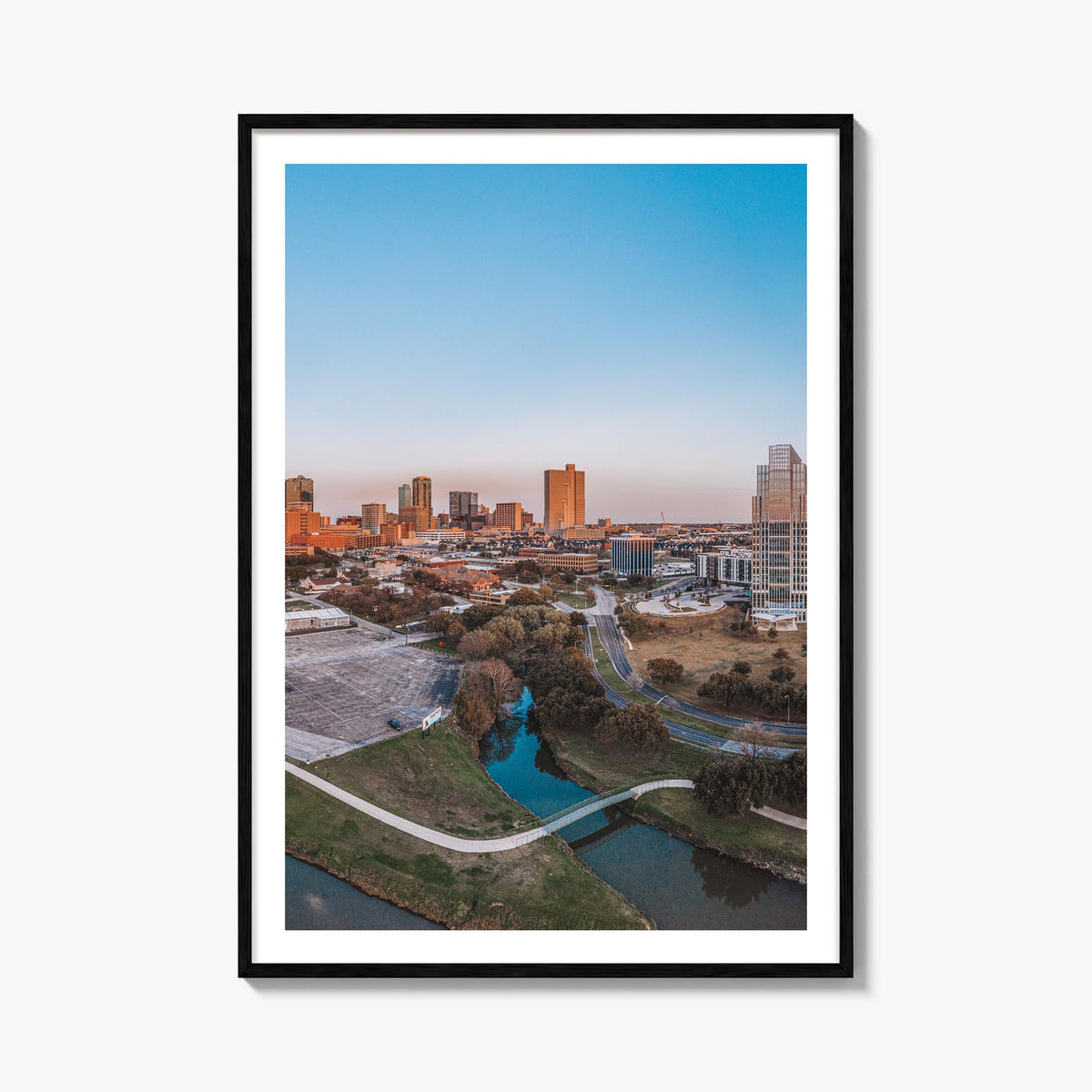 Fort Worth no. 1 colorful photo poster of Texas, USA – vertical wall art, unframed print shown in interior mockup
