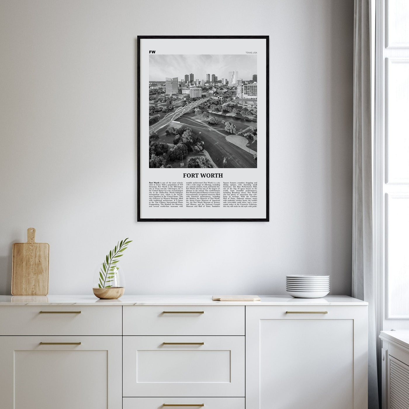 Fort Worth No 1 Poster Nbourhood Travel B&W Poster