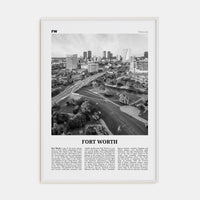 Fort Worth No 1 Poster White Wood / 8x12 in Nbourhood Travel B&W Poster