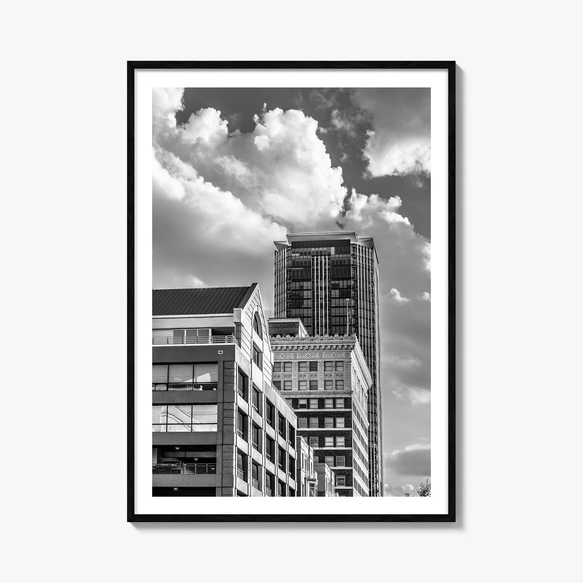Fort Worth no. 2 black & white photo poster of Texas, USA – vertical wall art, unframed print shown in interior mockup