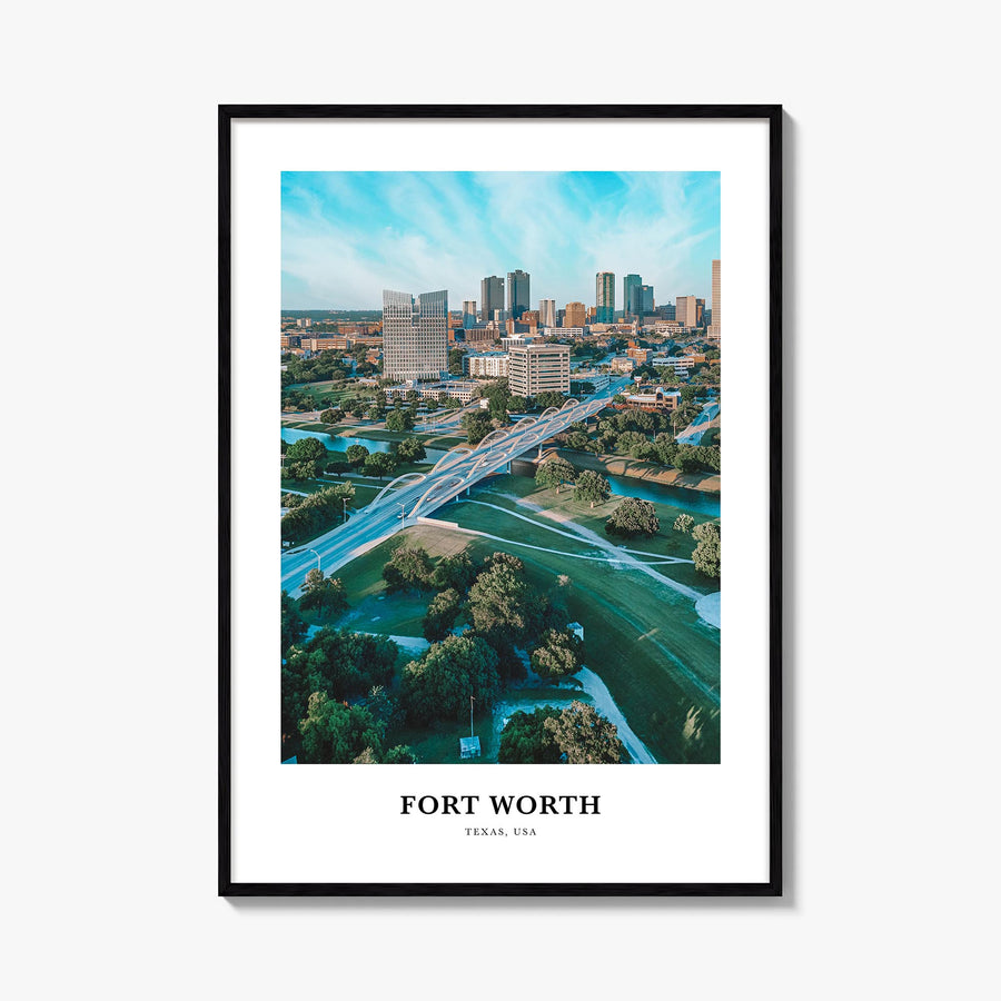Fort Worth no. 2 colorful classic poster of Texas, USA – vertical wall art, unframed print shown in interior mockup