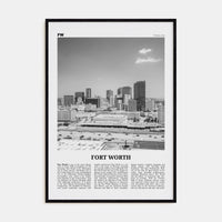 Fort Worth No 2 Poster Black Wood / 8x12 in Nbourhood Travel B&W Poster