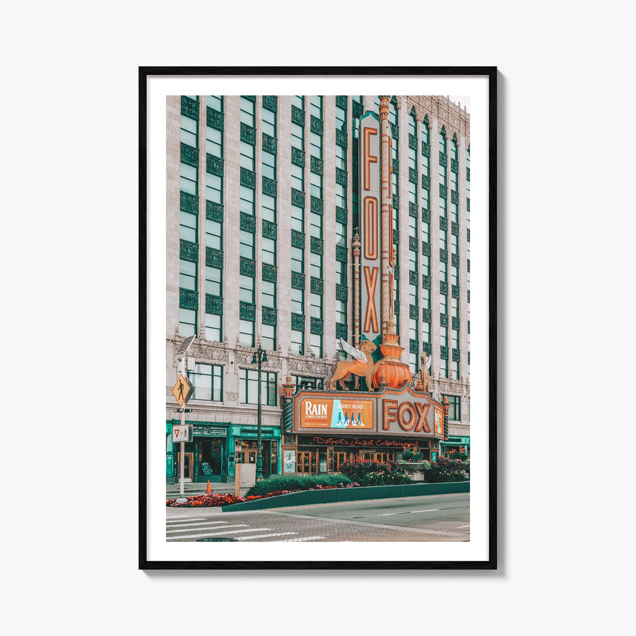 Fox Theater colorful photo poster – vertical wall art, unframed print shown in interior mockup