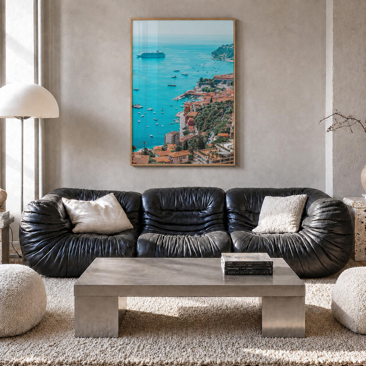 France colorful photo poster of Europe – vertical wall art in natural wood frame, hanging on wall