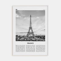 France No 1 Poster White Wood / 8x12 in Nbourhood Travel B&W Poster