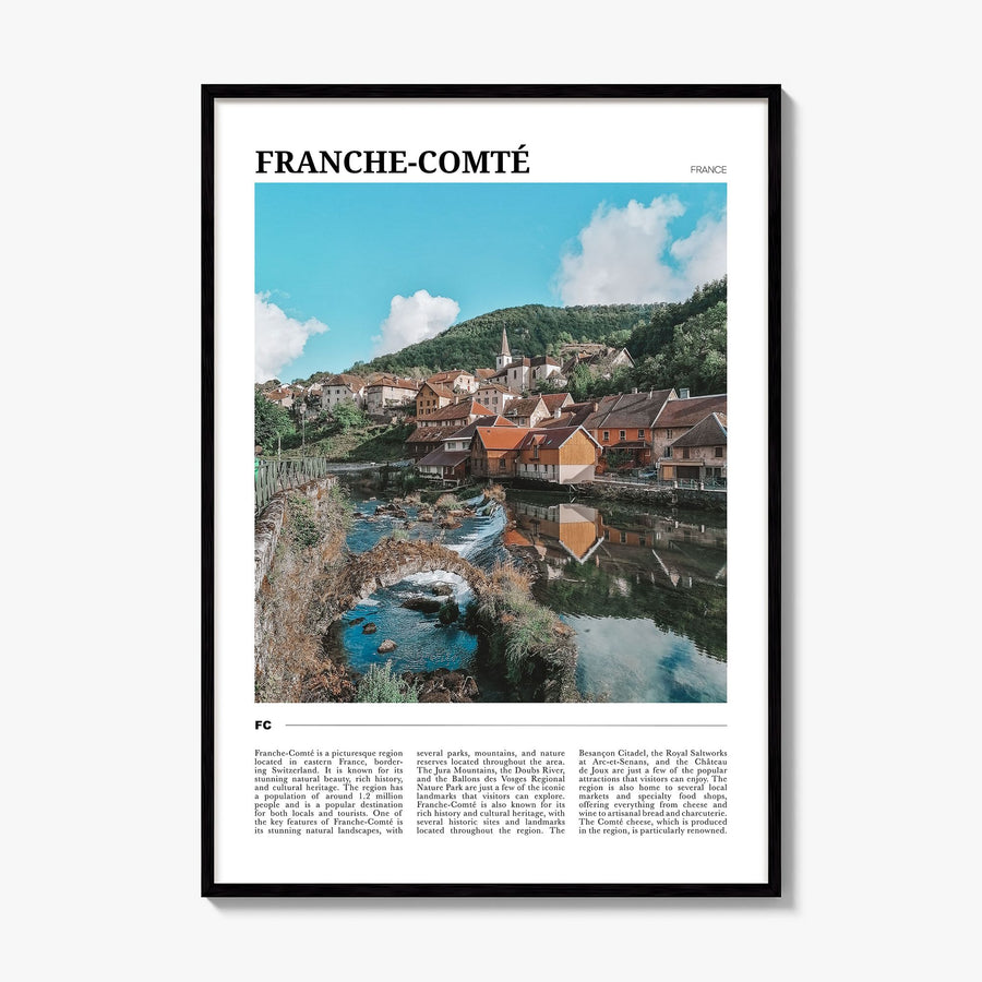Franche-Comté Travel Poster, framed poster mockup