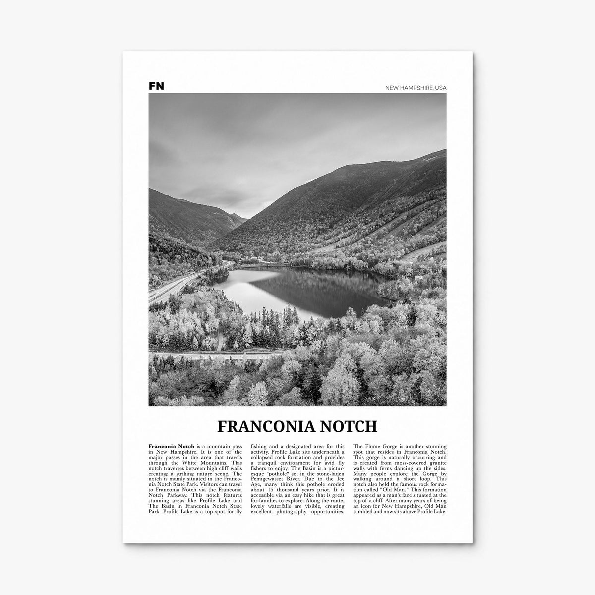 Franconia Notch Newspaper Poster, print only (unframed)