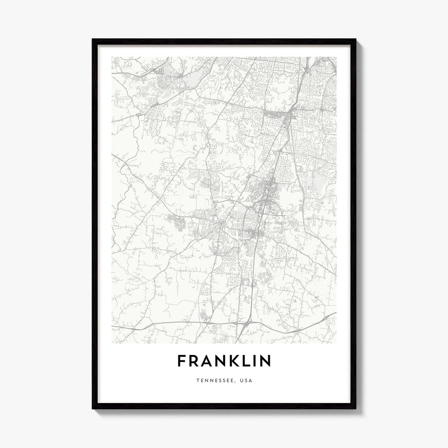 Franklin Map Poster, framed poster mockup