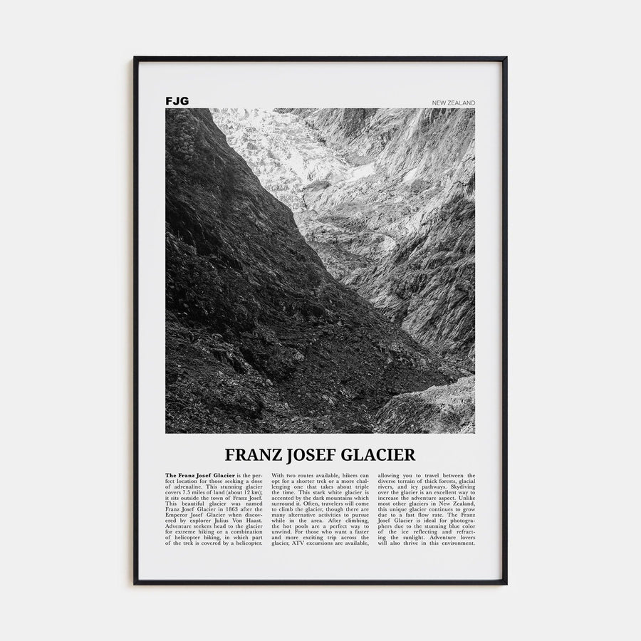 Franz Josef Glacier Poster None / 8x12 in Nbourhood Travel B&W Poster