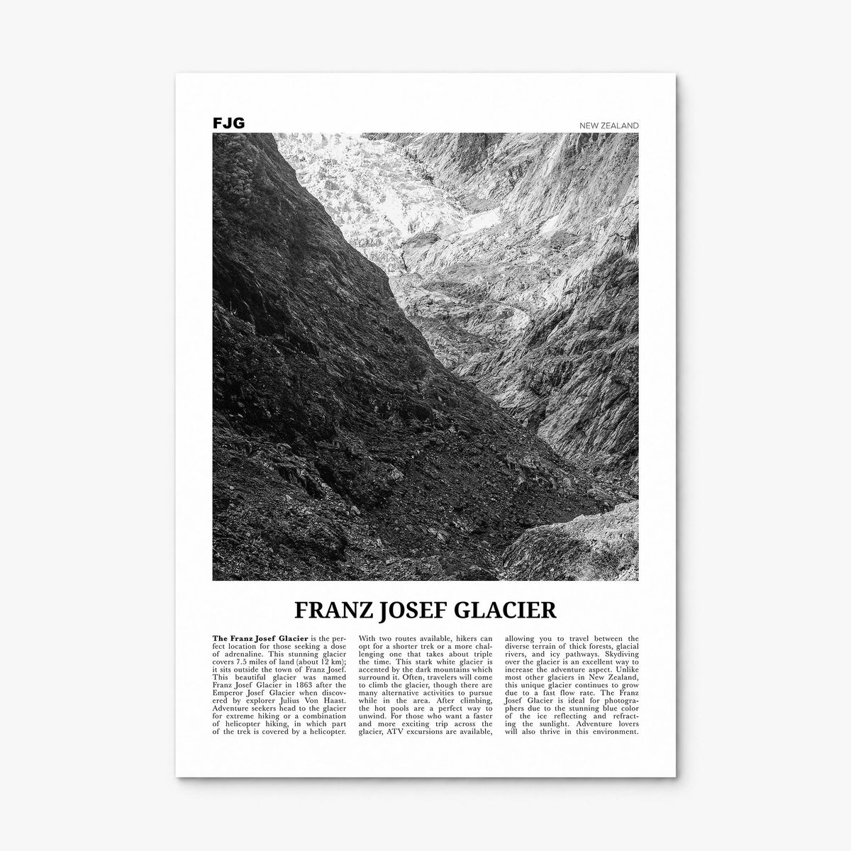 Franz Josef Glacier Newspaper Poster, print only (unframed)