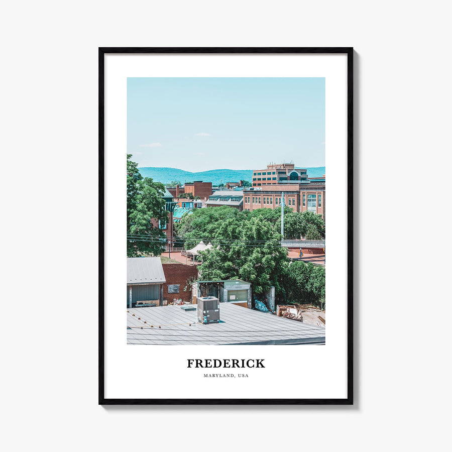 Frederick colorful classic poster of Maryland, USA – vertical wall art, unframed print shown in interior mockup
