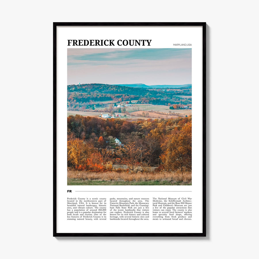 Frederick County Travel Poster, framed poster mockup