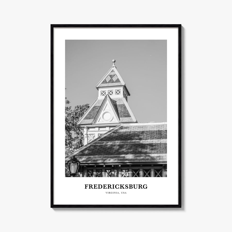 Fredericksburg black & white classic poster of Virginia, USA – vertical wall art, unframed print shown in interior mockup