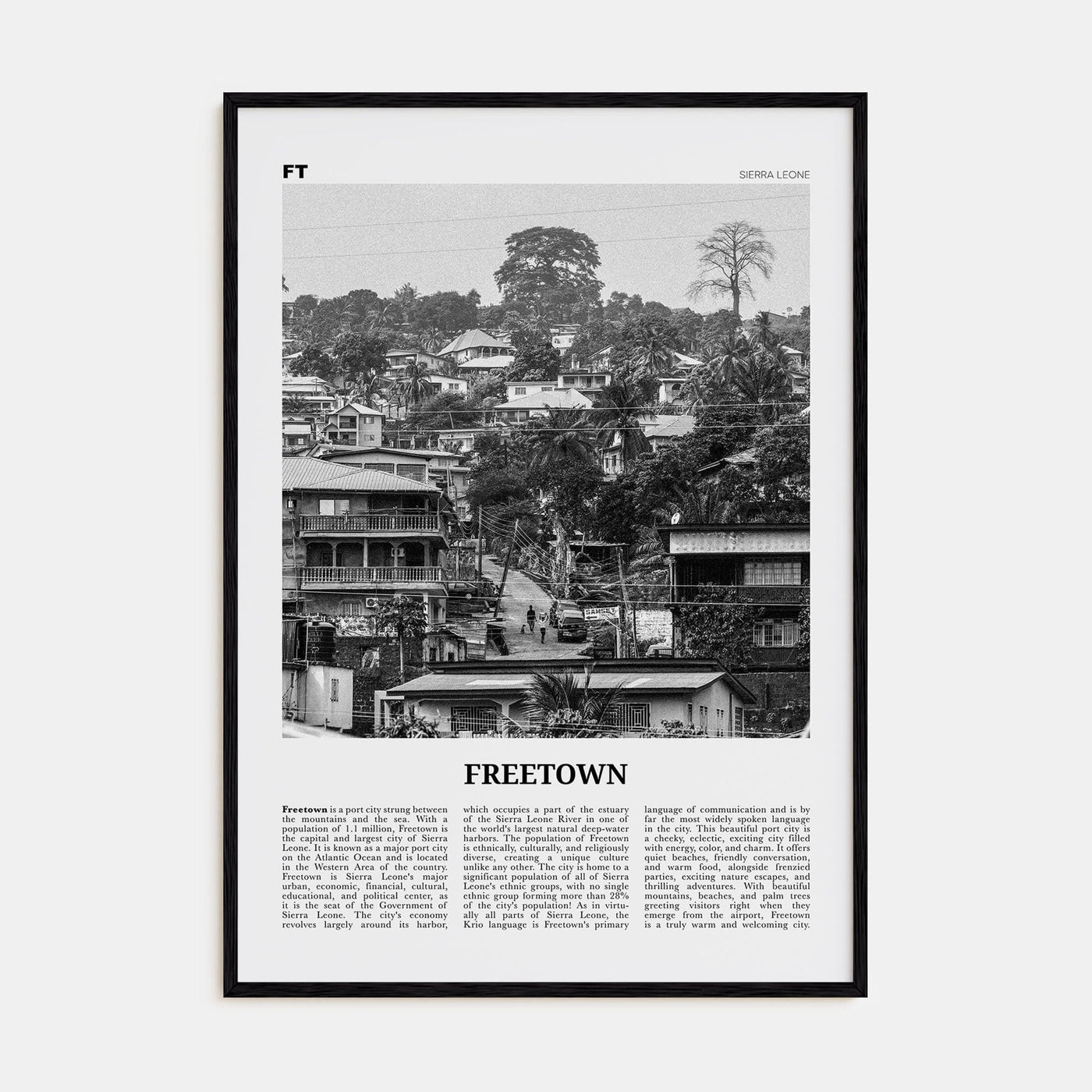 Freetown Poster Black Wood / 8x12 in Nbourhood Travel B&W Poster