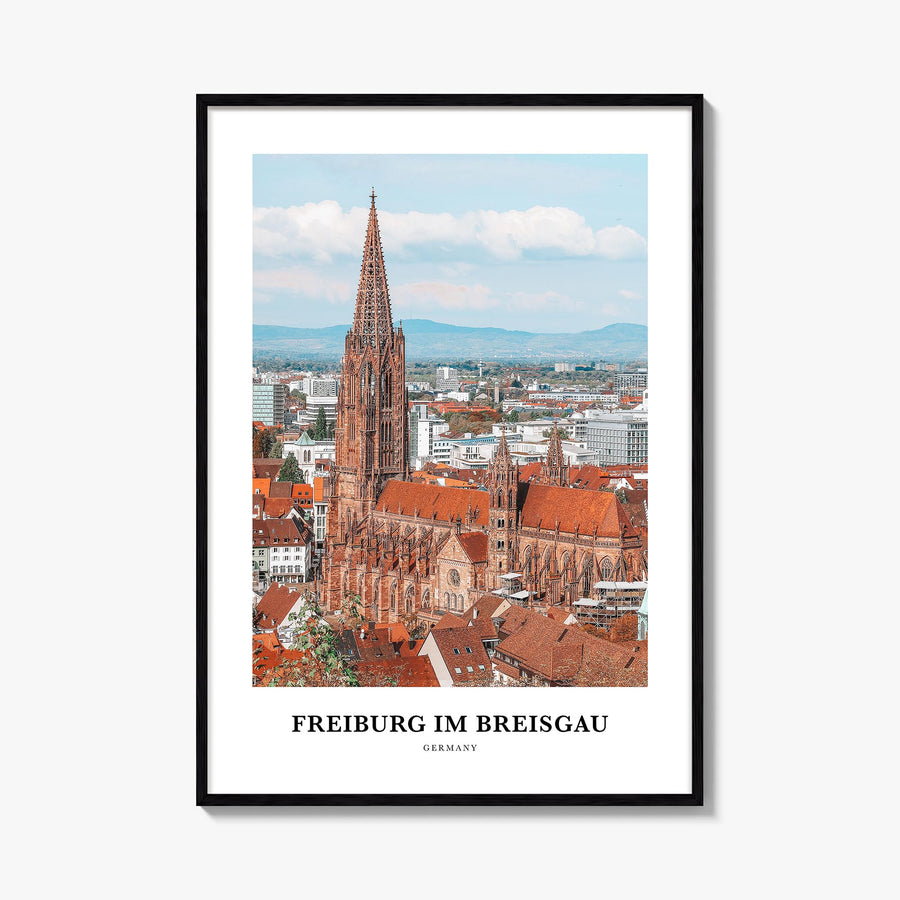 Freiburg im Breisgau no. 1 colorful classic poster of Germany – vertical wall art, unframed print shown in interior mockup
