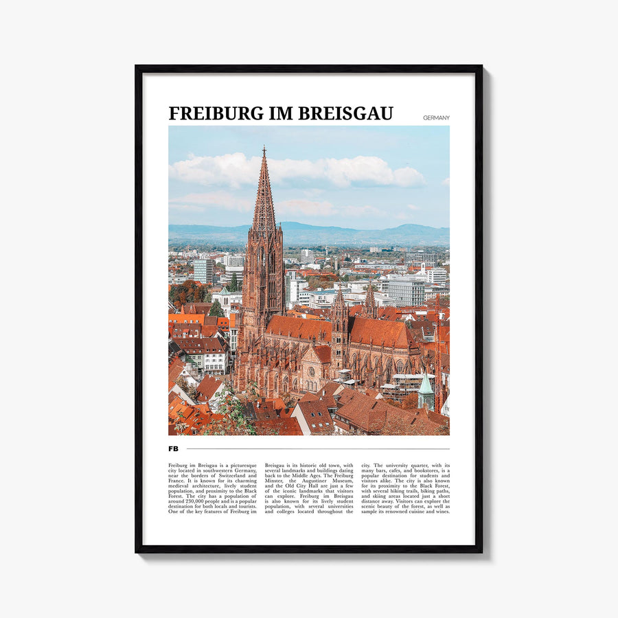 Freiburg im Breisgau no. 1 colorful travel poster of Germany – vertical wall art, unframed print shown in interior mockup