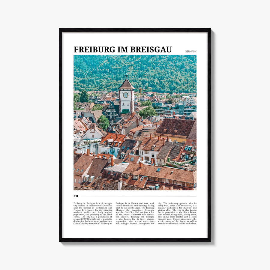 Freiburg im Breisgau no. 2 colorful travel poster of Germany – vertical wall art, unframed print shown in interior mockup