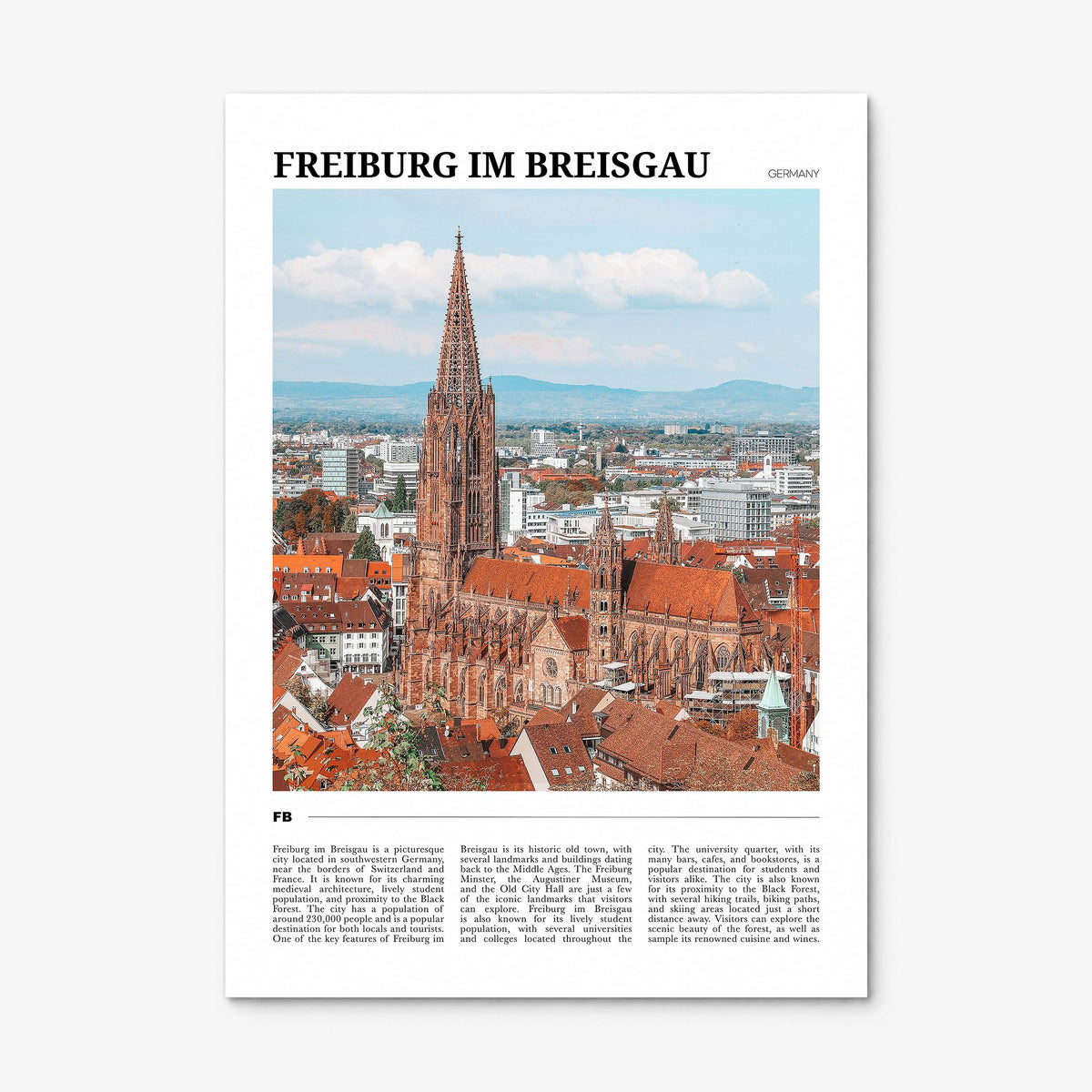 Freiburg im Breisgau Travel No 1 Poster, print only (unframed)