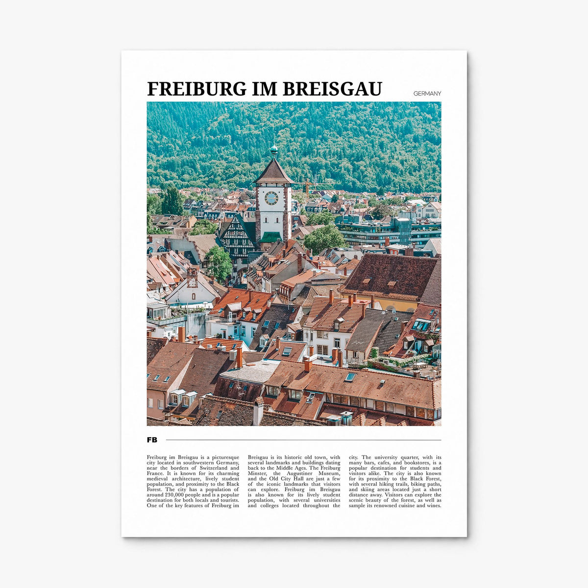Freiburg im Breisgau Travel No 2 Poster, print only (unframed)