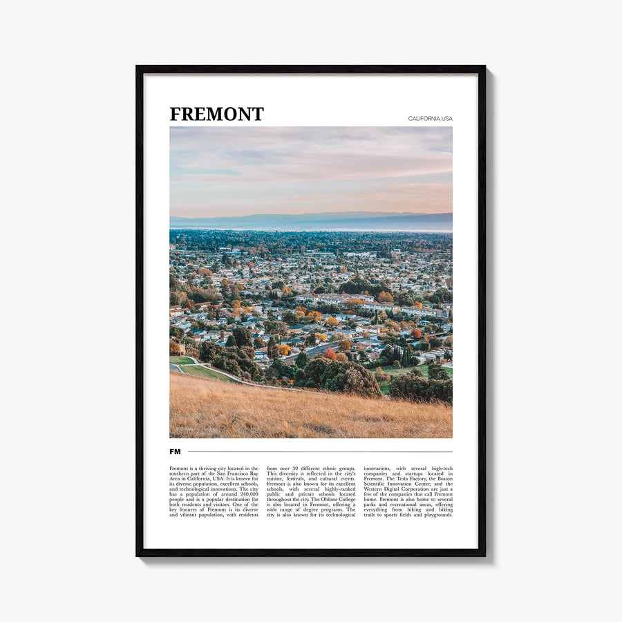 Fremont colorful travel poster of California, USA – vertical wall art, unframed print shown in interior mockup