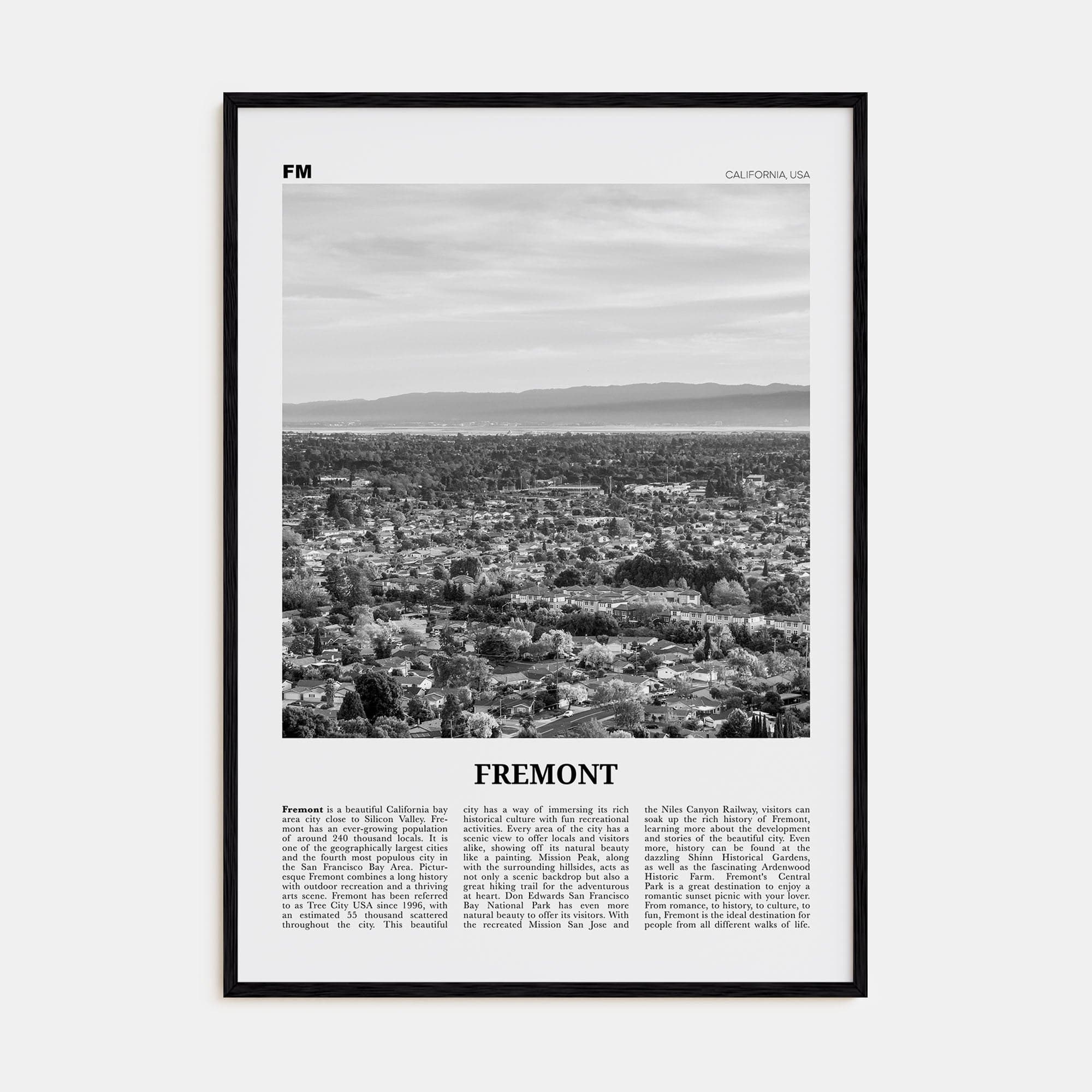 Fremont Poster Black Wood / 8x12 in Nbourhood Travel B&W Poster