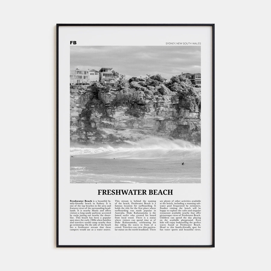 Freshwater Beach Poster None / 8x12 in Nbourhood Travel B&W Poster