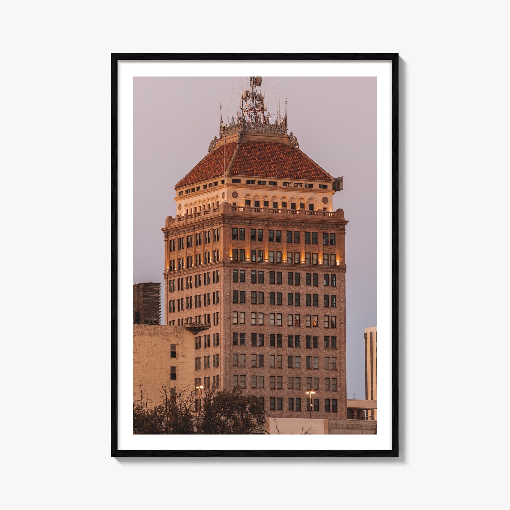 Fresno colorful photo poster of California, USA – vertical wall art, unframed print shown in interior mockup
