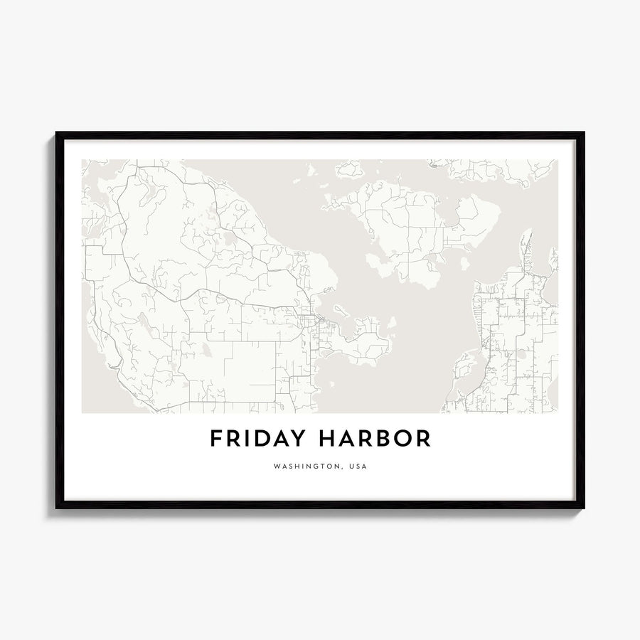 Friday Harbor Map Poster, framed poster mockup