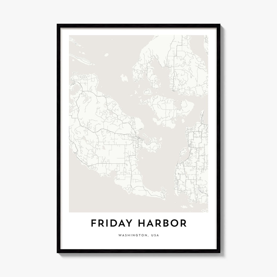 Friday Harbor Map Poster, framed poster mockup