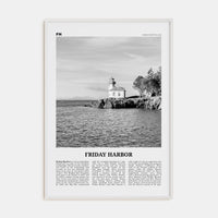 Friday Harbor Poster White Wood / 8x12 in Nbourhood Travel B&W Poster