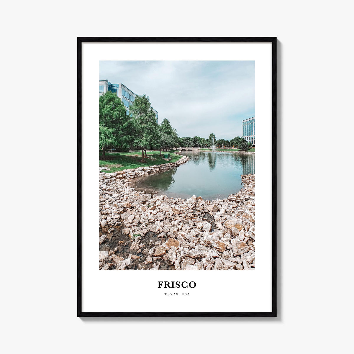 Frisco colorful classic poster of Texas, USA – vertical wall art, unframed print shown in interior mockup