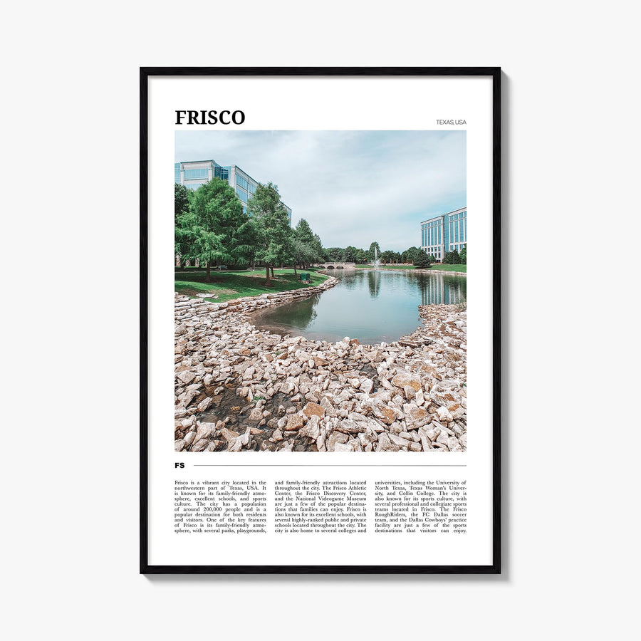 Frisco colorful travel poster of Texas, USA – vertical wall art, unframed print shown in interior mockup