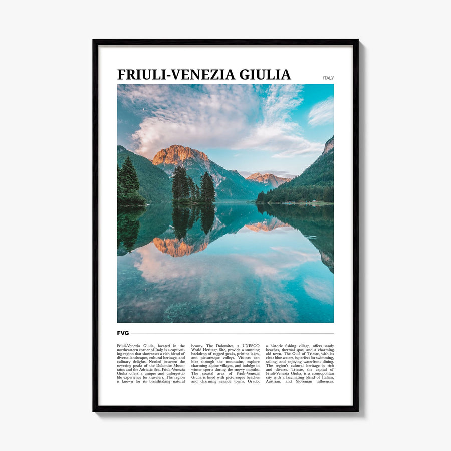 Friuli-Venezia Giulia Travel Poster, framed poster mockup