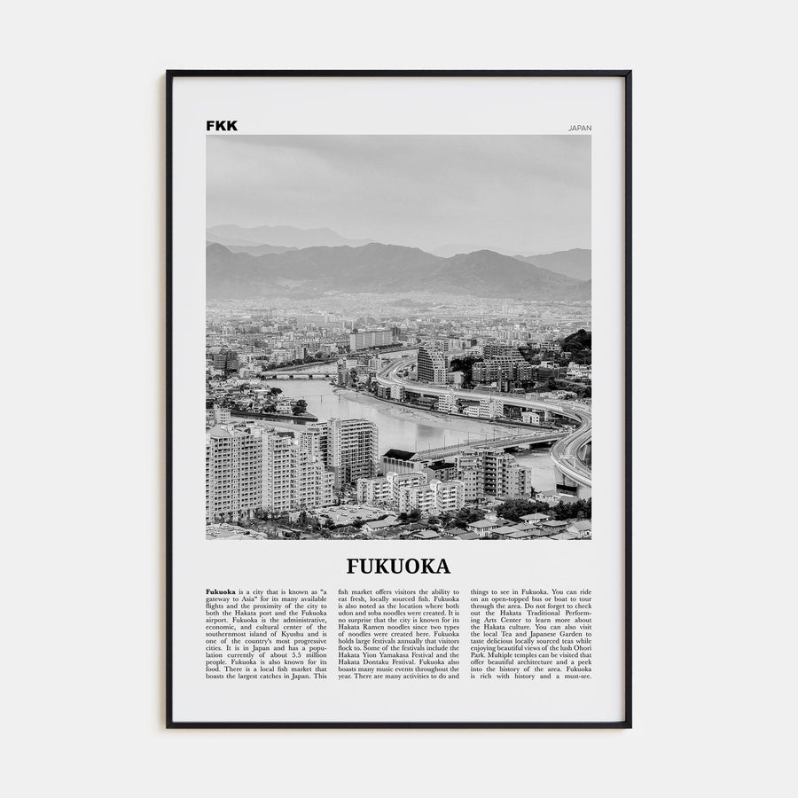 Fukuoka Poster None / 8x12 in Nbourhood Travel B&W Poster