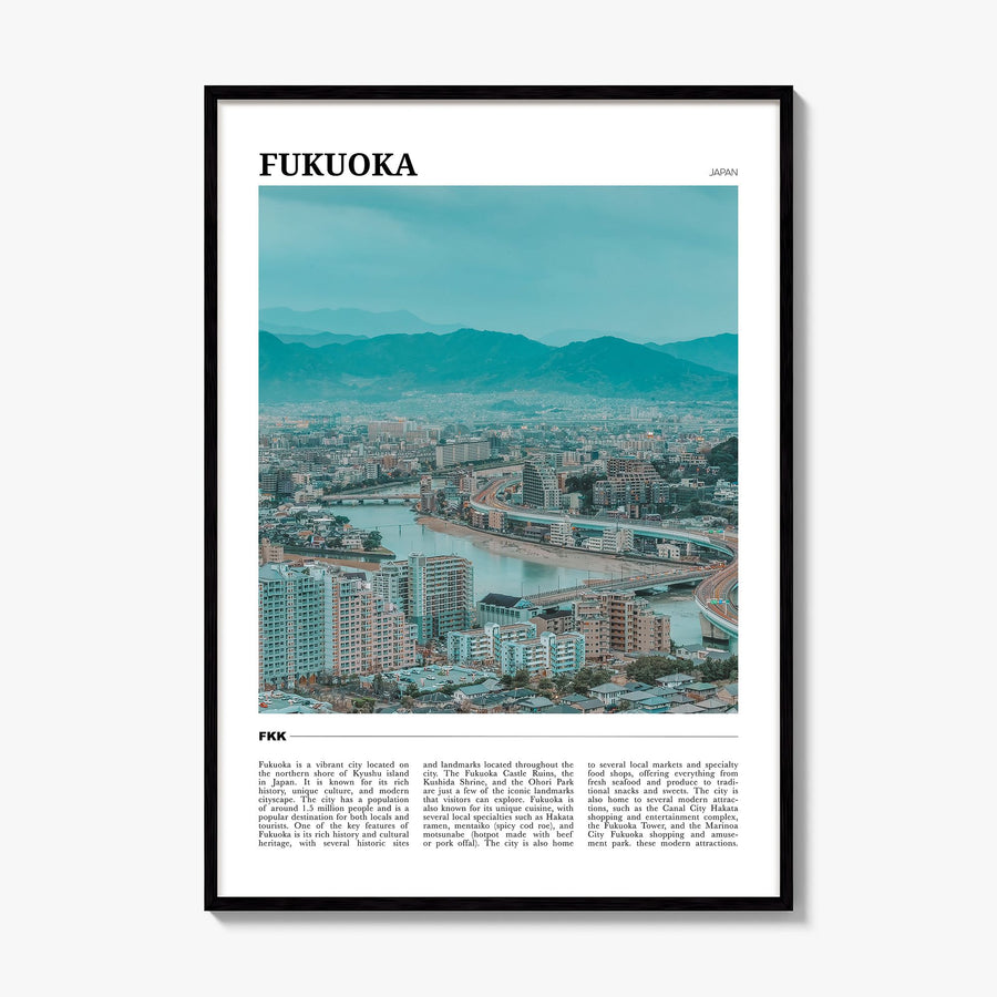 Fukuoka Travel Poster, framed poster mockup