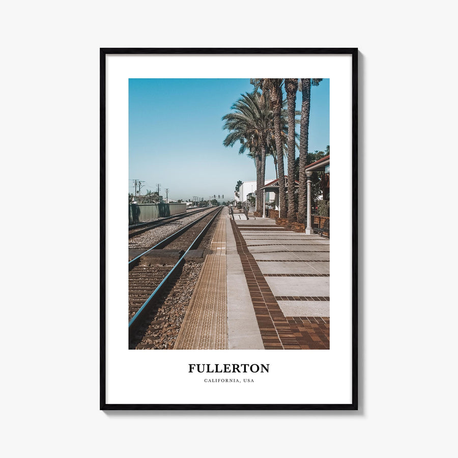 Fullerton colorful classic poster of California, USA – vertical wall art, unframed print shown in interior mockup
