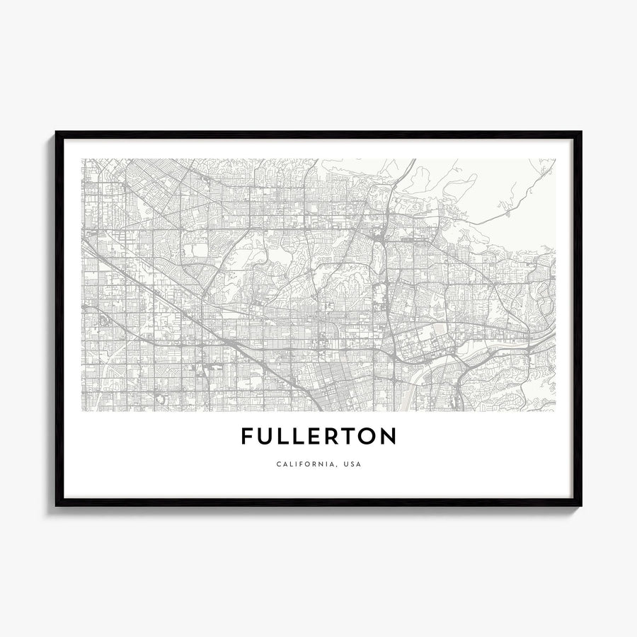 Fullerton Map Poster, framed poster mockup
