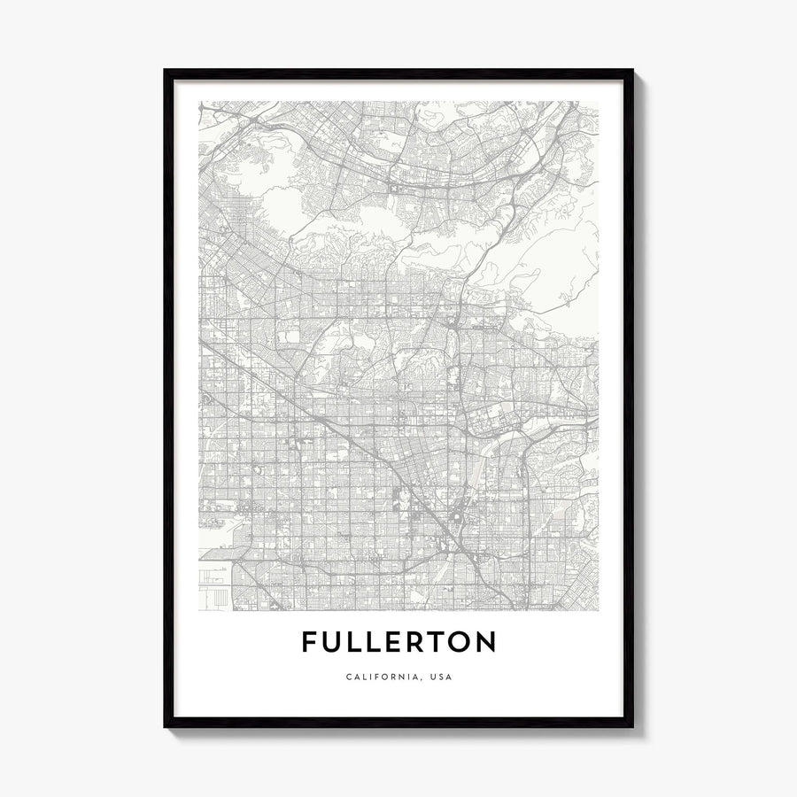 Fullerton Map Poster, framed poster mockup