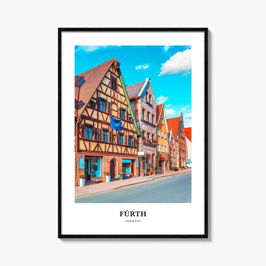 Fürth colorful classic poster of Germany – vertical wall art, unframed print shown in interior mockup