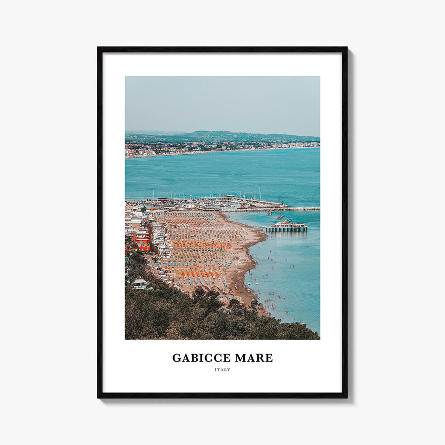 Gabicce Mare colorful classic poster of Italy – vertical wall art, unframed print shown in interior mockup