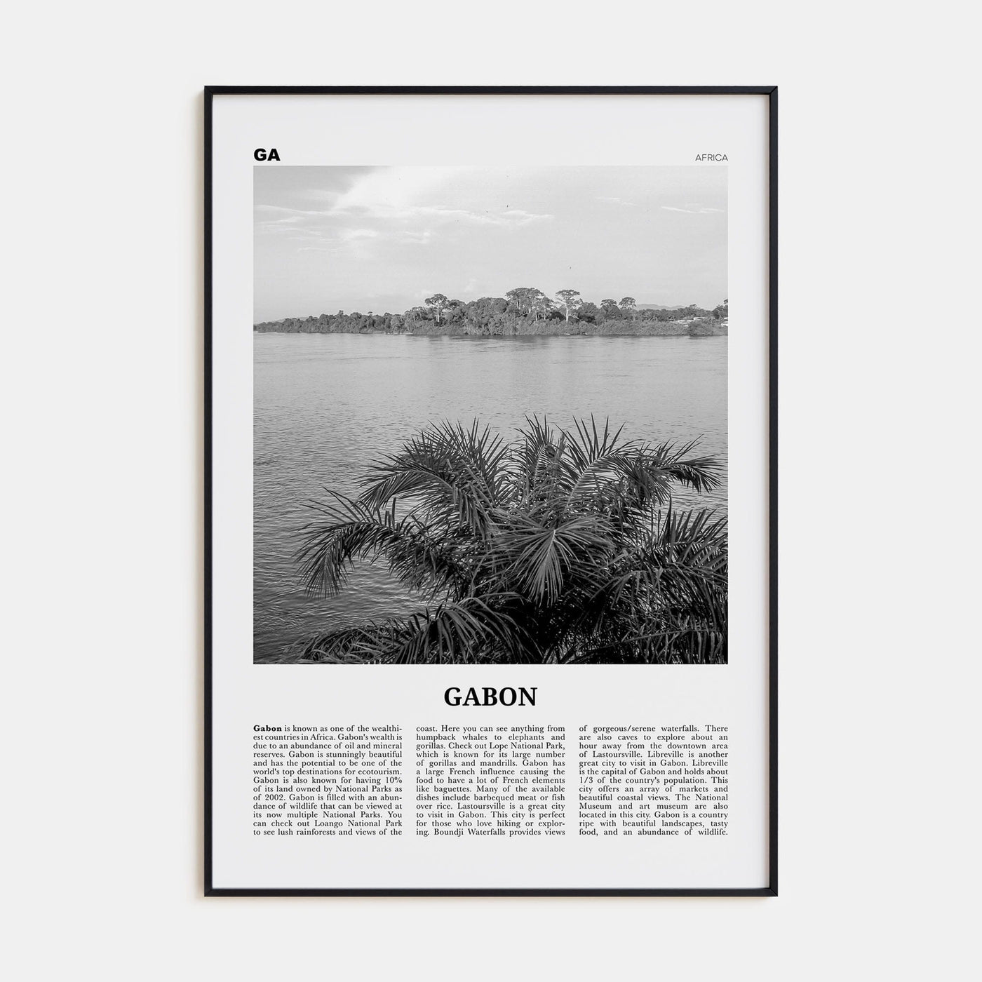 Gabon Poster None / 8x12 in Nbourhood Travel B&W Poster