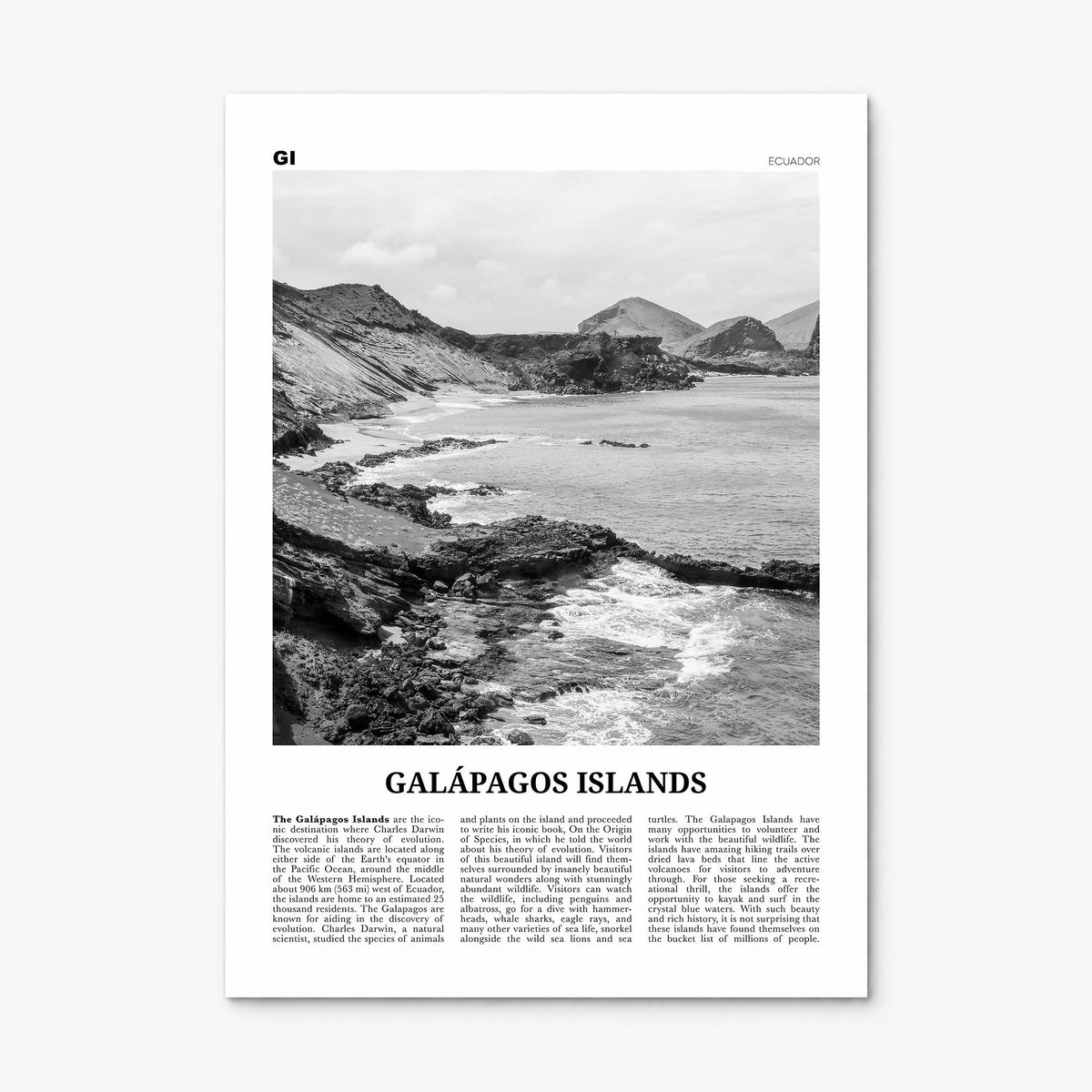 Galápagos Islands Newspaper Poster, print only (unframed)